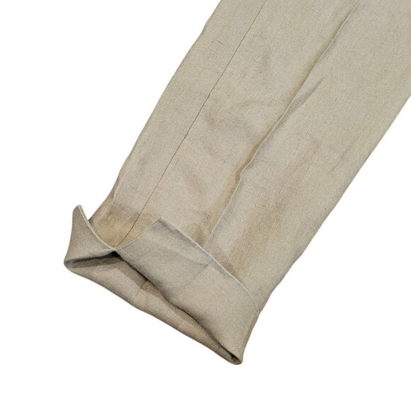 Retro Talbots Irish Linen Pants Lined Tapered 90s Ankle Tan Minimalist Old Money - Picture 10 of 14